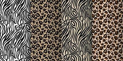 Leopard, tiger seamless pattern, abstract wild animal skin background. Set of leopard textures, background design, prints, textiles. Vector