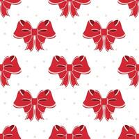 Seamless pattern, red bows on a polka dot background. Background, print, textile, vector