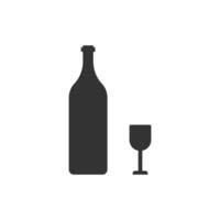 Glass wine bottle and wineglass icon. Beverage symbol. Sign alcohol vector. vector