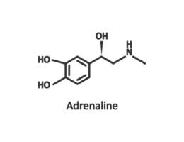 Molecular formula of adrenaline icon. Structure of molecule epinephrine symbol. Sign substance released during shock vector. vector