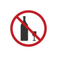 Ban on drinking alcohol icon. Stop bottle symbol. Sign forbidden wines vector. vector