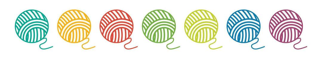 Multicolored ball of thread icon. Wool skein symbol. Sign knitting element vector. vector