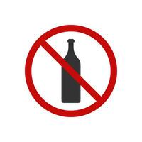 prohibición en Bebiendo alcohol icono. detener botella símbolo. firmar prohibido vinos vector. vector