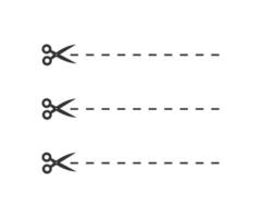 Scissors, trim line icon. Cut paper symbol. Sign snip page vector. vector