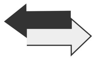 Black and grey transfer arrow icon. Reverse symbol. Double oposite directed vector