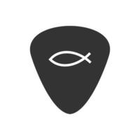 Guitar pick with the image of a Christian fish icon. Mediator for playing the guitar symbol. Sign plectrum vector. vector