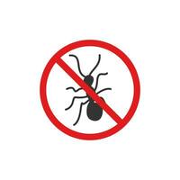 Stop ant with ban icon. Anti insect pest symbol. Sign pesticide vector. vector