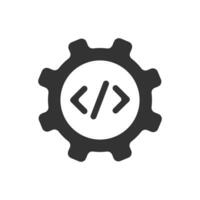 Gear and code icon. Develope software symbol. Sign java technology vector. vector