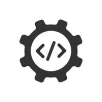 Gear and code icon. Develope software symbol. Sign java technology vector. vector