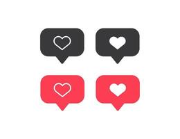 Notification like icon. Heart and buble symbol. Sign social love messege vector. vector