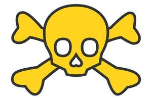 Yellow skull, cross bones  icon.Death, toxic symbol. Sign skeleton vector. vector