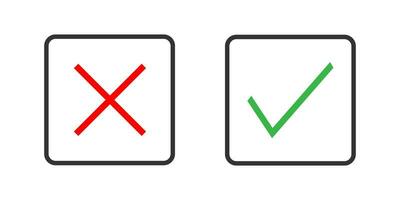 Cross and check mark icon. Green right and red wrong symbol. Sing no and yes vector. vector