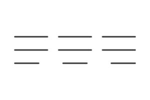 Set with icon text aligment. Content align box symbol.  Rows vector. vector