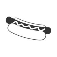 Hot dog icon. Food symbol. Sausage in dough vector. vector