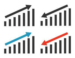 gráfico icono arriba y abajo. símbolo de crecimiento, otoño negocio símbolo. disminución y subir valores firmar vector. vector