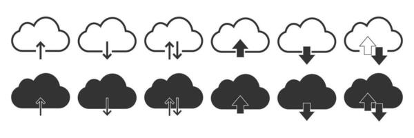 Upload download cloud icon. Downloand file and send file symbol. Sign save, load vector. vector