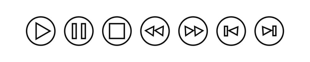 Media player control icon. Play, pause, stop, rewind button set symbol. Sign intarface multimedia vector. vector