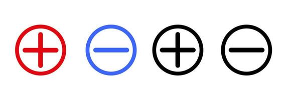 Plus and minus icon. Positive and negative symbol. Sign add, delete vector. vector