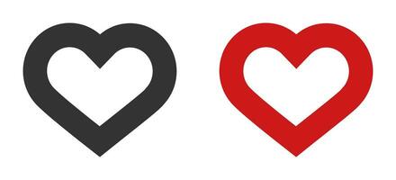 línea corazón icono. negro y rojo color Valentyne símbolo. firmar amor vector. vector