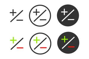 más - menos icono. positivo y negativo símbolo. firmar calculadora vector. vector