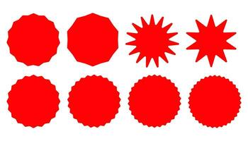 Red starburst, sunburst badges icon .  Vintage labels symbol. Sign stickers vector. vector