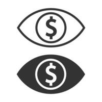 dinero ojo icono. mercado seguridad concepto símbolo. firmar globo ocular y dólar vector. vector