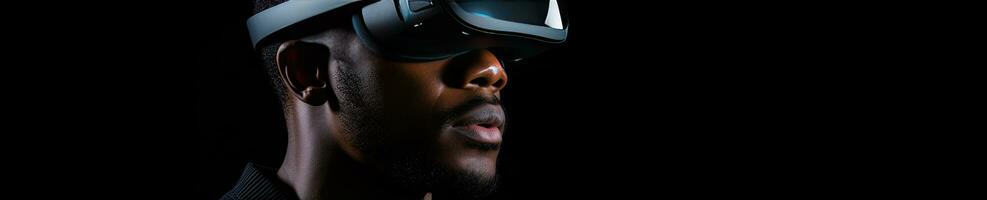AI generated Girl engrossed in VR, contrasting calm demeanor. AI generative. photo