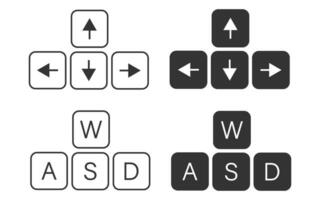 teclado botón flecha y wasd marcar icono. diseñado para juegos símbolo. firmar teclado vector. vector