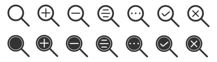 Search set icon. Magnifying glass symbol. Sign app button vector. vector