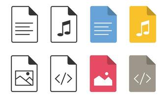 File types icon set. Formats and labels document symbol. Sign page vector. vector