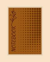 Vector autumn cover notebook. Background with twigs, branches. Brown autumn colors.