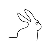 Continuous line rabbit icon. Simple silhoulette bunny symbol. Sign hare vector. vector