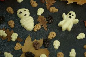 Homemade chocolate with autumn background photo