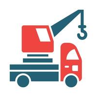 Crane Truck Glyph Two Color Icon Design vector