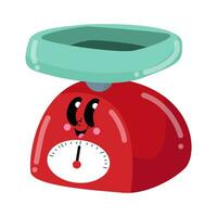 a red scale with a clock on it vector