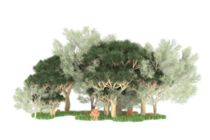 realistico foresta isolato su trasparente sfondo. 3d interpretazione - illustrazione png