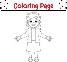 Funny Little girl coloring book page vector