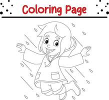 Funny Little girl coloring book page vector