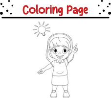 gracioso pequeño niña colorante libro página vector