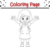 Funny Little girl coloring book page vector