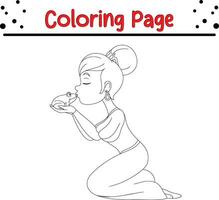 Funny Little girl coloring book page vector