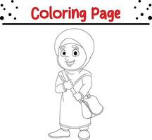 Funny Little girl coloring book page vector