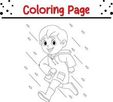 Funny Little boy coloring book page vector