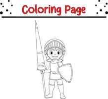 knight coloring book page for kids vector