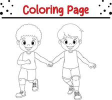 Funny Little boy coloring book page vector