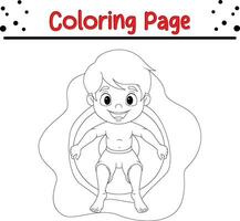 Funny Little boy coloring book page vector