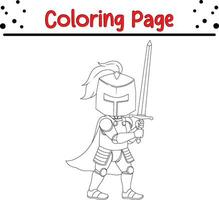 knight coloring book page for kids vector