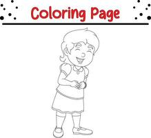 Cute girl laughing coloring page vector