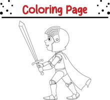 knight coloring book page for kids vector