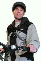 Vertical Image of Bicyclist Ready To Go For a Ride photo